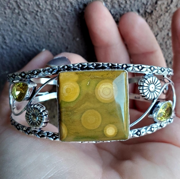 New Ocean Jasper & Citrine 925 Silver Bracelet. - Picture 9 of 16